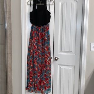 MM couture floral maxi dress with racer back- S